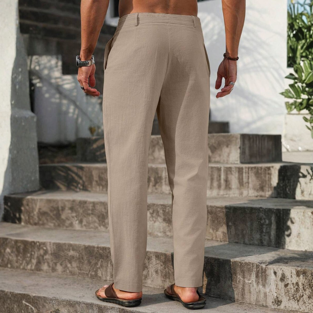 Solid Drawstring Tapered Pants For Men