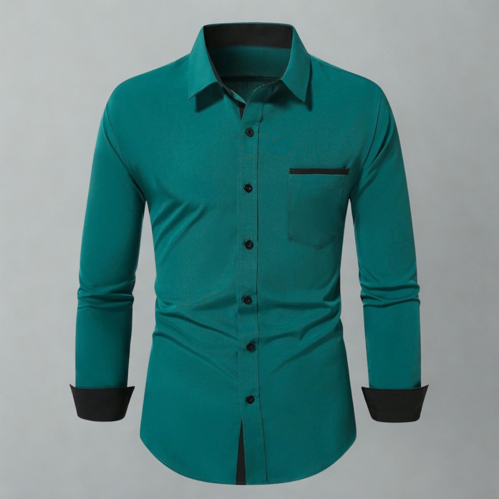 Front Button Long Sleeve Casual Shirt With Pocket For Men