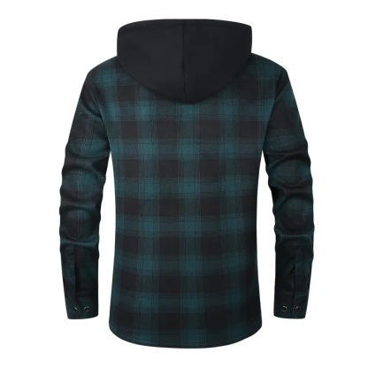 Thermal Flannel Plaid Winter Jacket With Pockets For Men