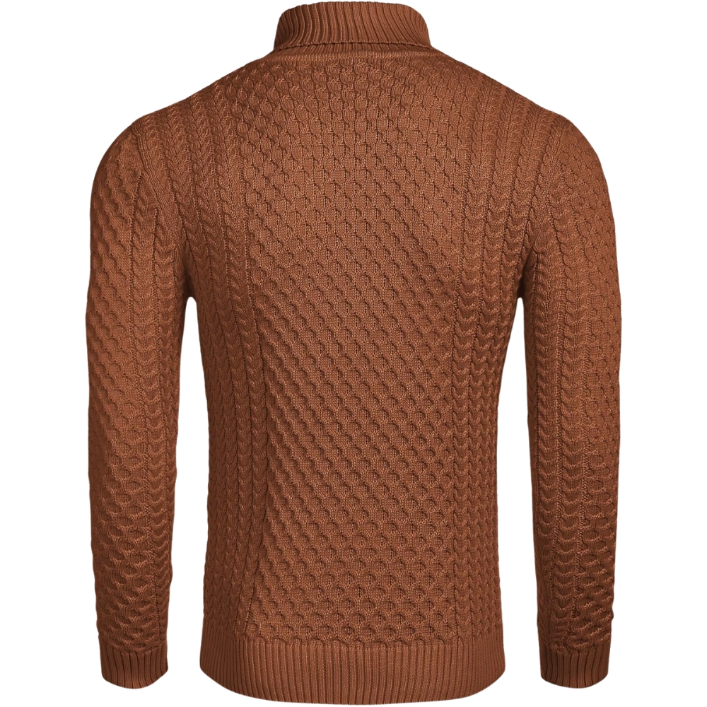 Men's Slim Fit Turtleneck Sweater Casual Knitted Twisted Pullover Solid Sweaters