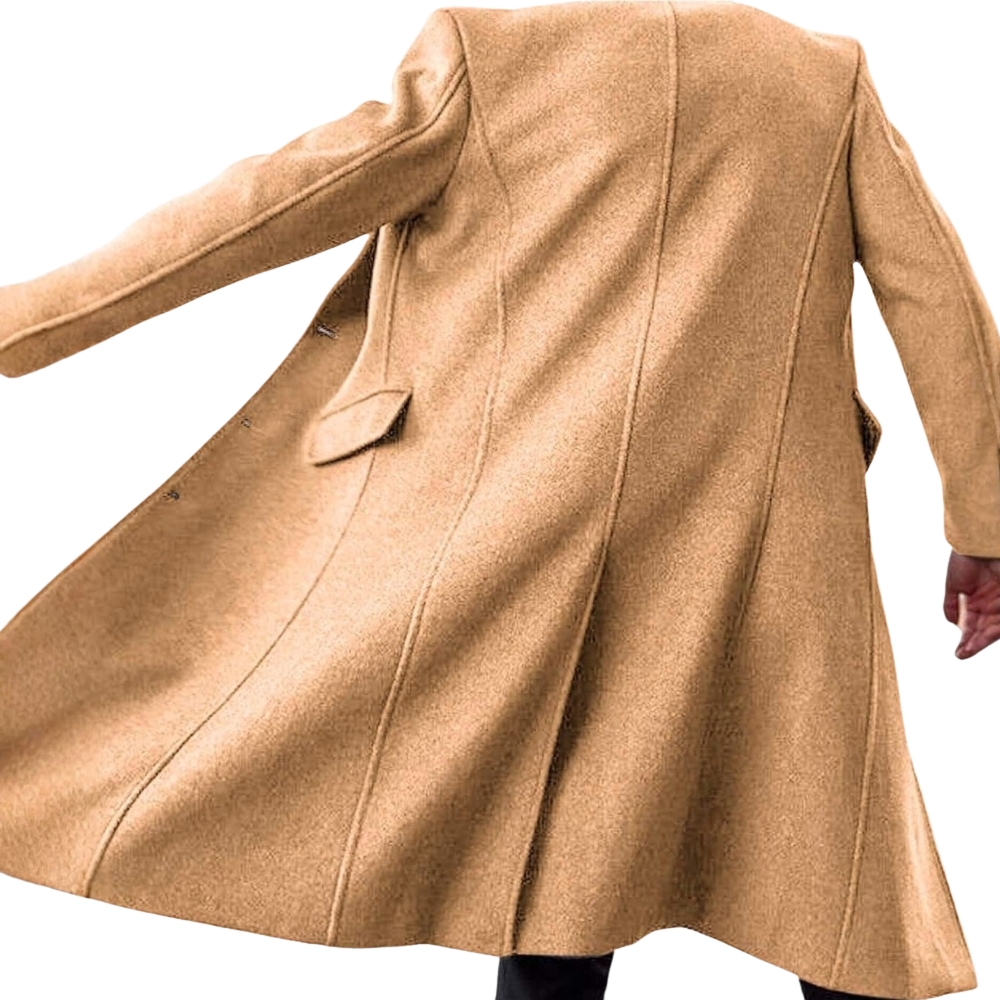 Men's Casual Trench Coat Slim Fit Notched Collar Long Jacket Overcoat Coat Pockets