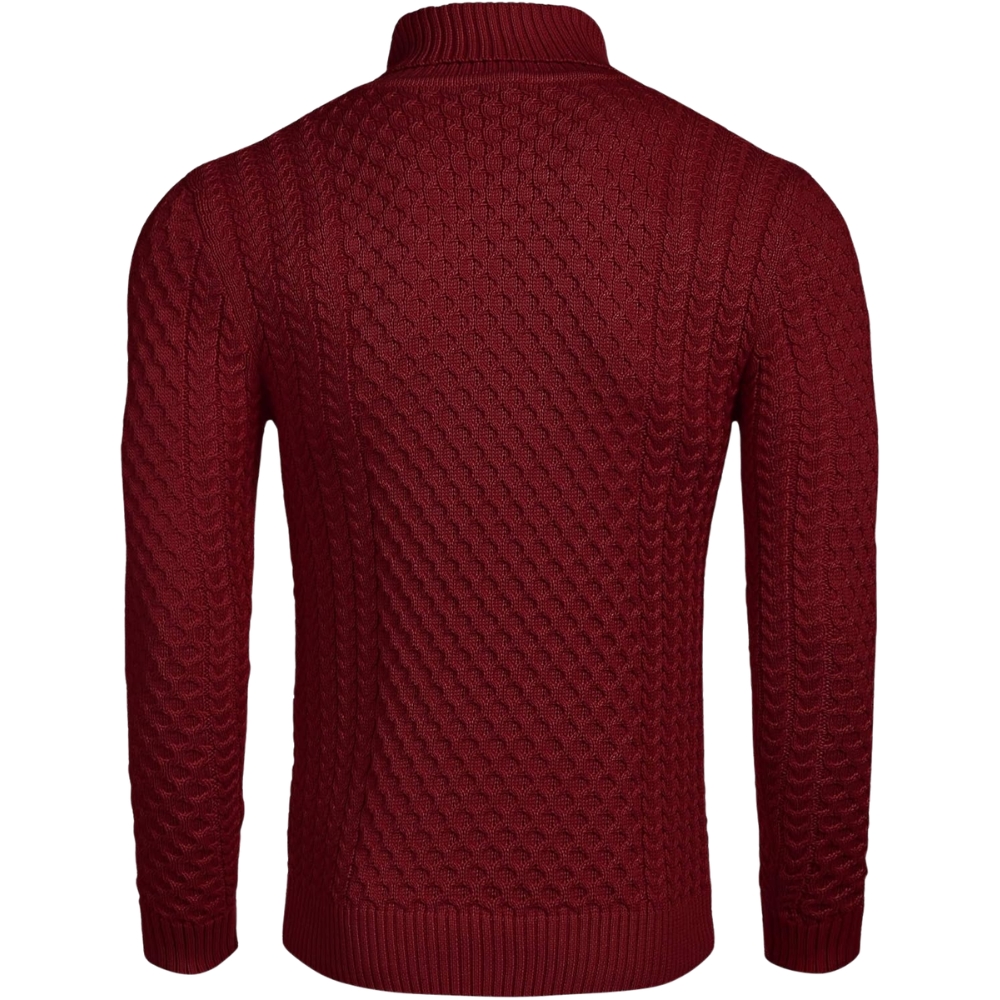 Men's Slim Fit Turtleneck Sweater Casual Knitted Twisted Pullover Solid Sweaters