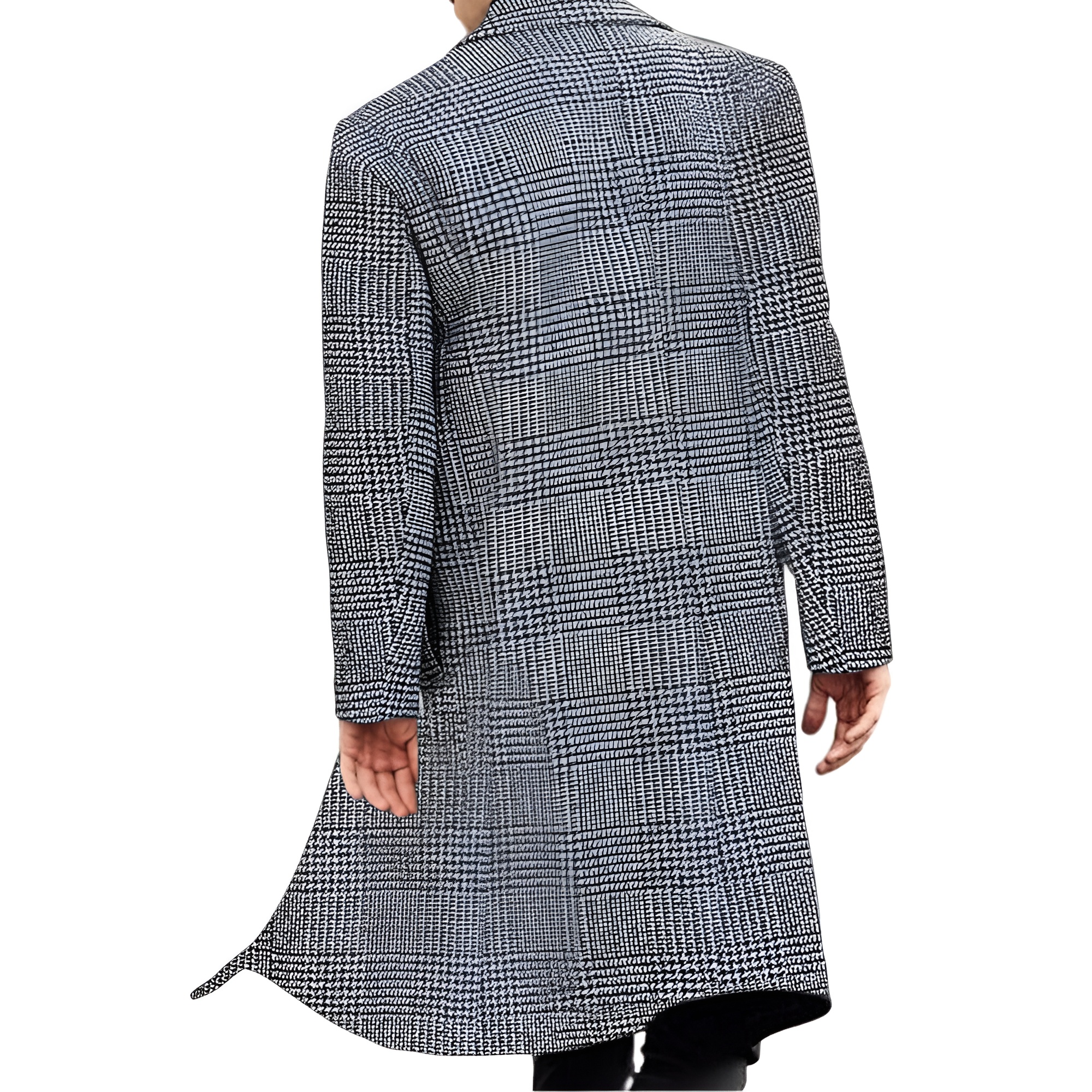 Men's Casual Trench Coat Slim Fit Notched Collar Long Jacket Overcoat Coat Pockets