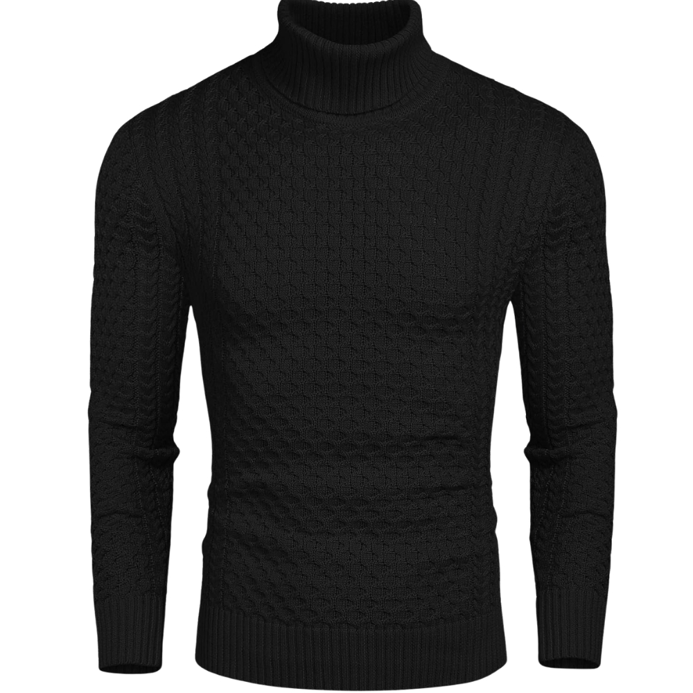 Men's Slim Fit Turtleneck Sweater Casual Knitted Twisted Pullover Solid Sweaters