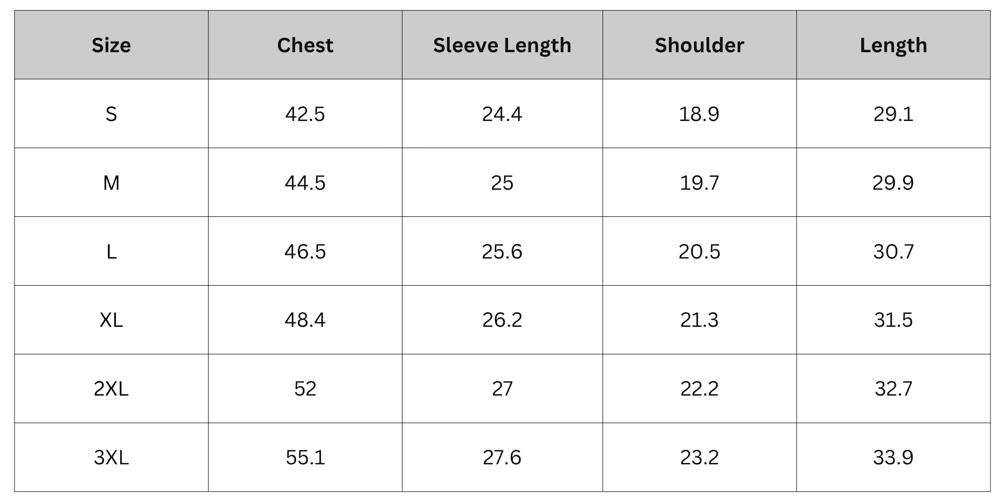 Size Chart