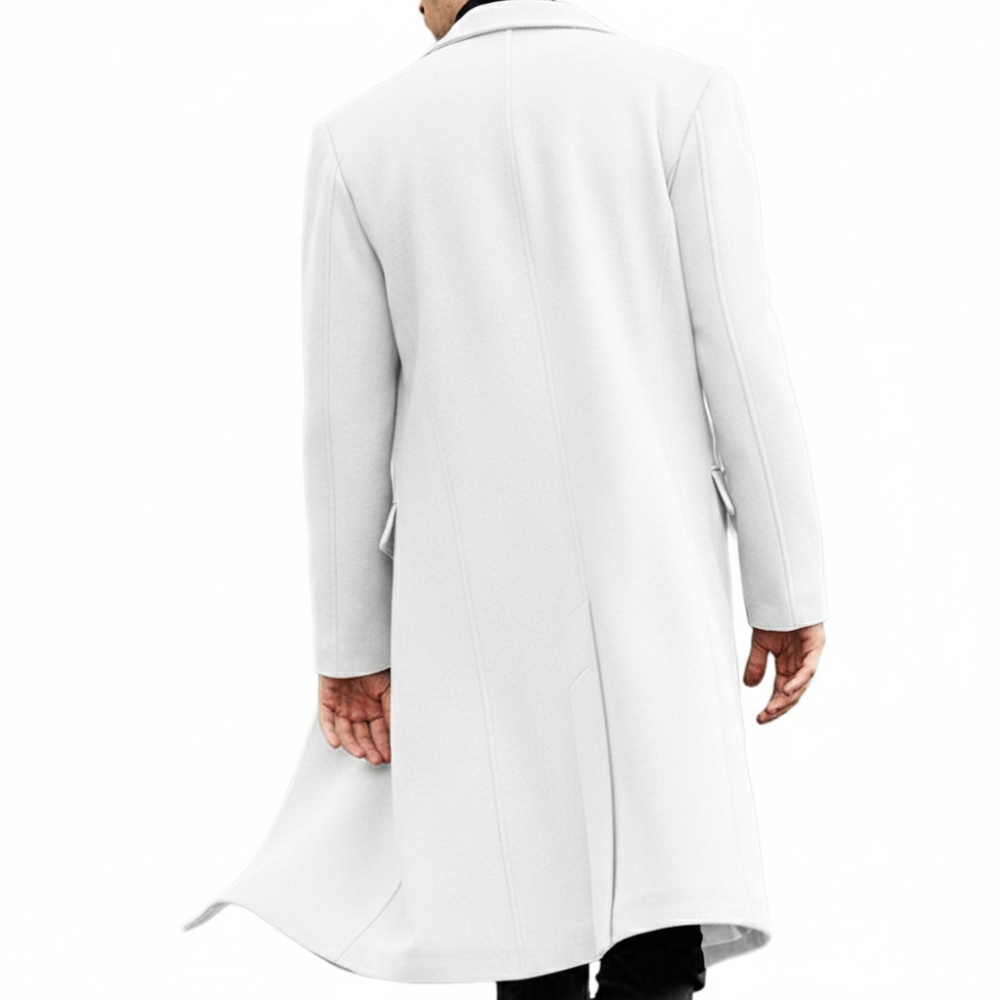 Men's Casual Trench Coat Slim Fit Notched Collar Long Jacket Overcoat Coat Pockets