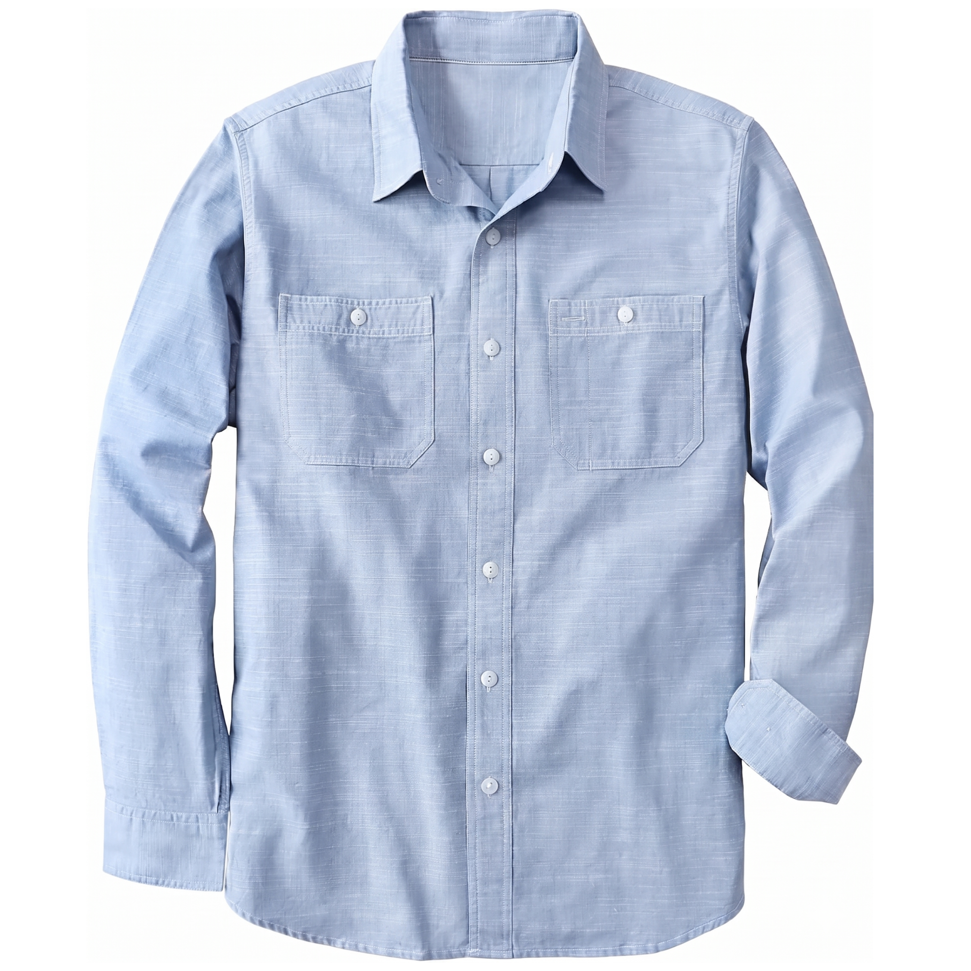 Cotton Chambray Button Up Work Shirt Regular Fit