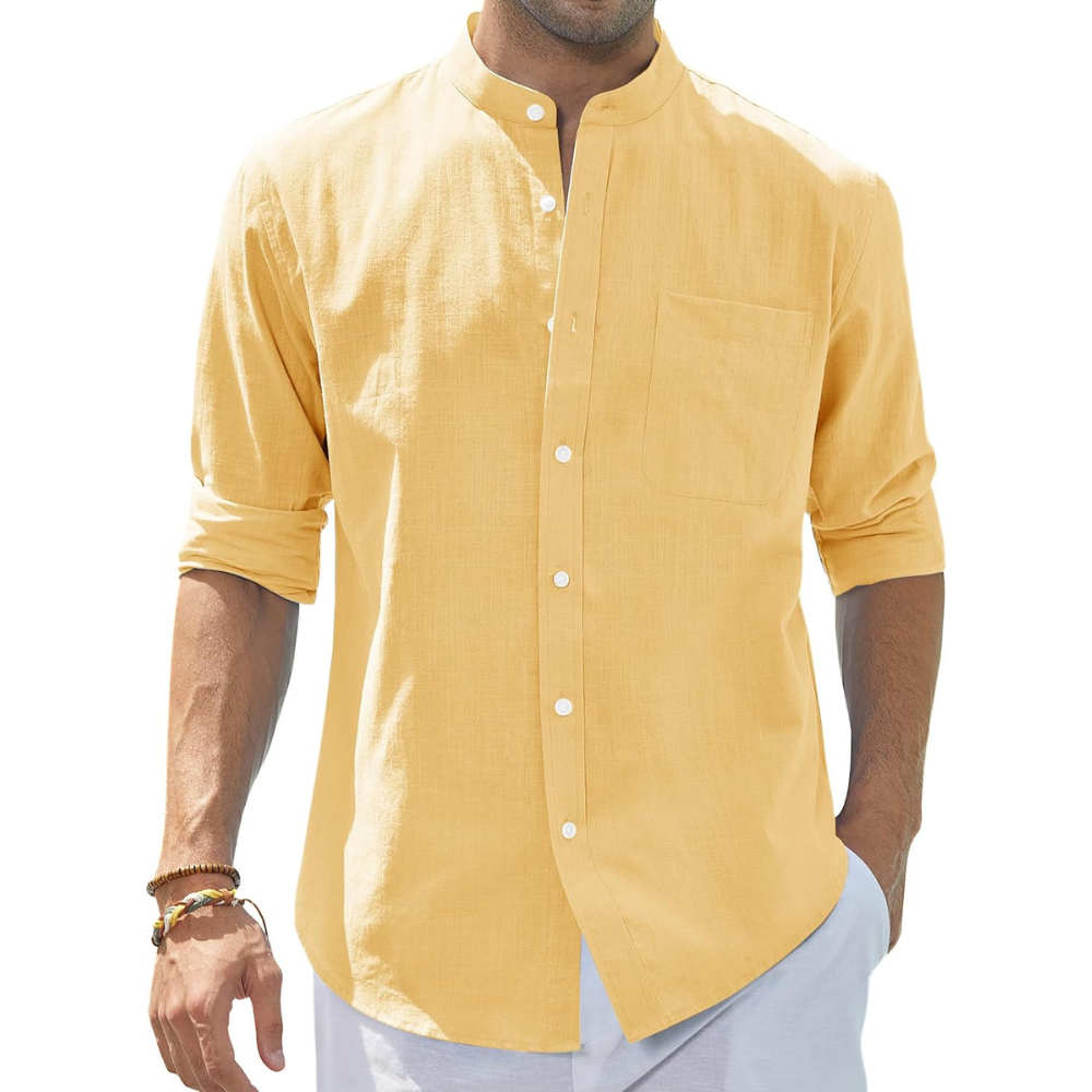 Casual Button Down Linen Shirt for Men