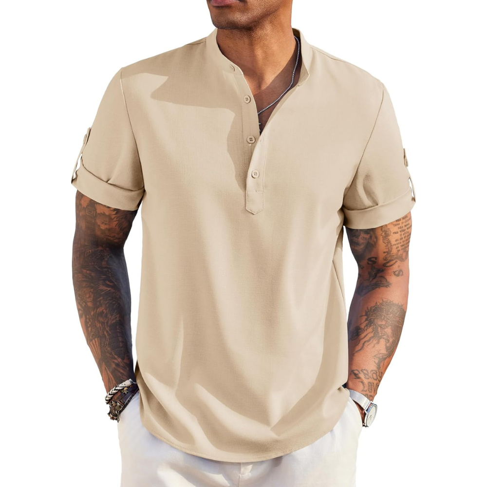 Casual Linen Henley Beach Hippie Summer Shirt