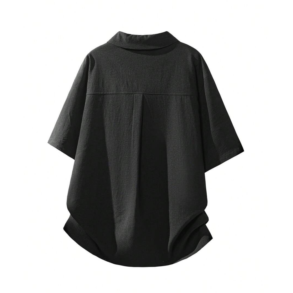 Loose Fit Faux Linen Men Vacation Shirt