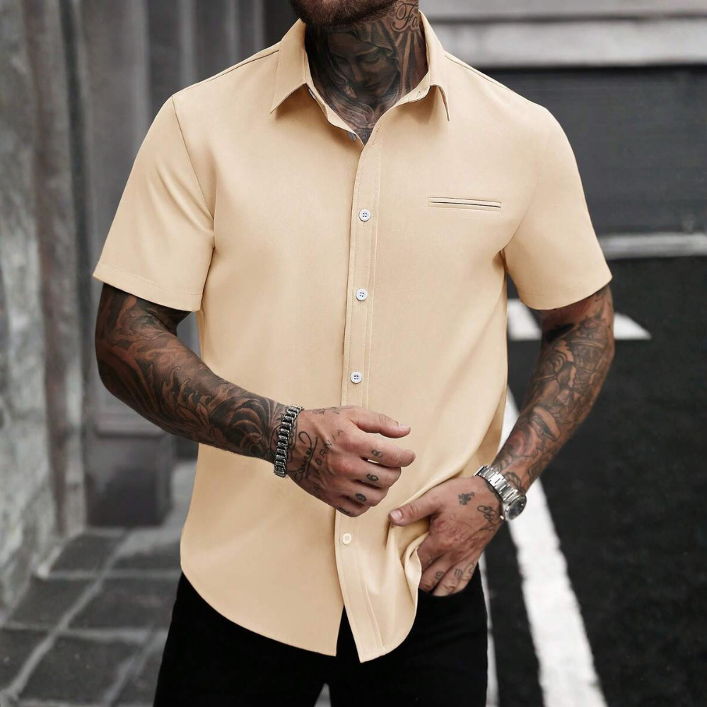 Casual Business Short Sleeve Formal Office Daily Work Shirt For Men
