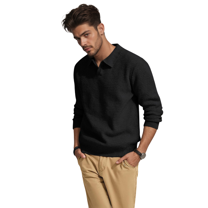 Textured V Style Long Sleeve Pullover