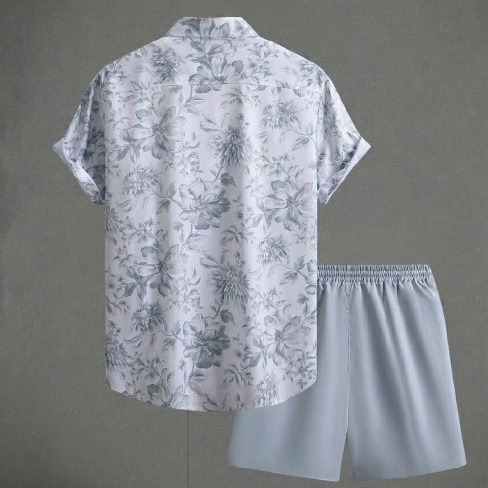 Summer Short Sleeve Shirt And Shorts Set For Men 