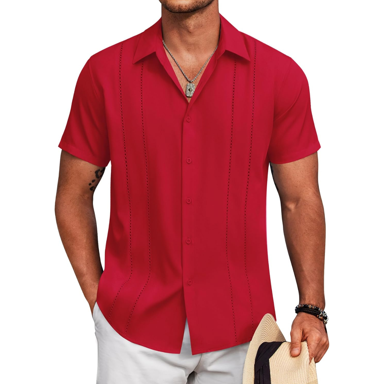 Summer Beach Guayabera Button Down Shirt