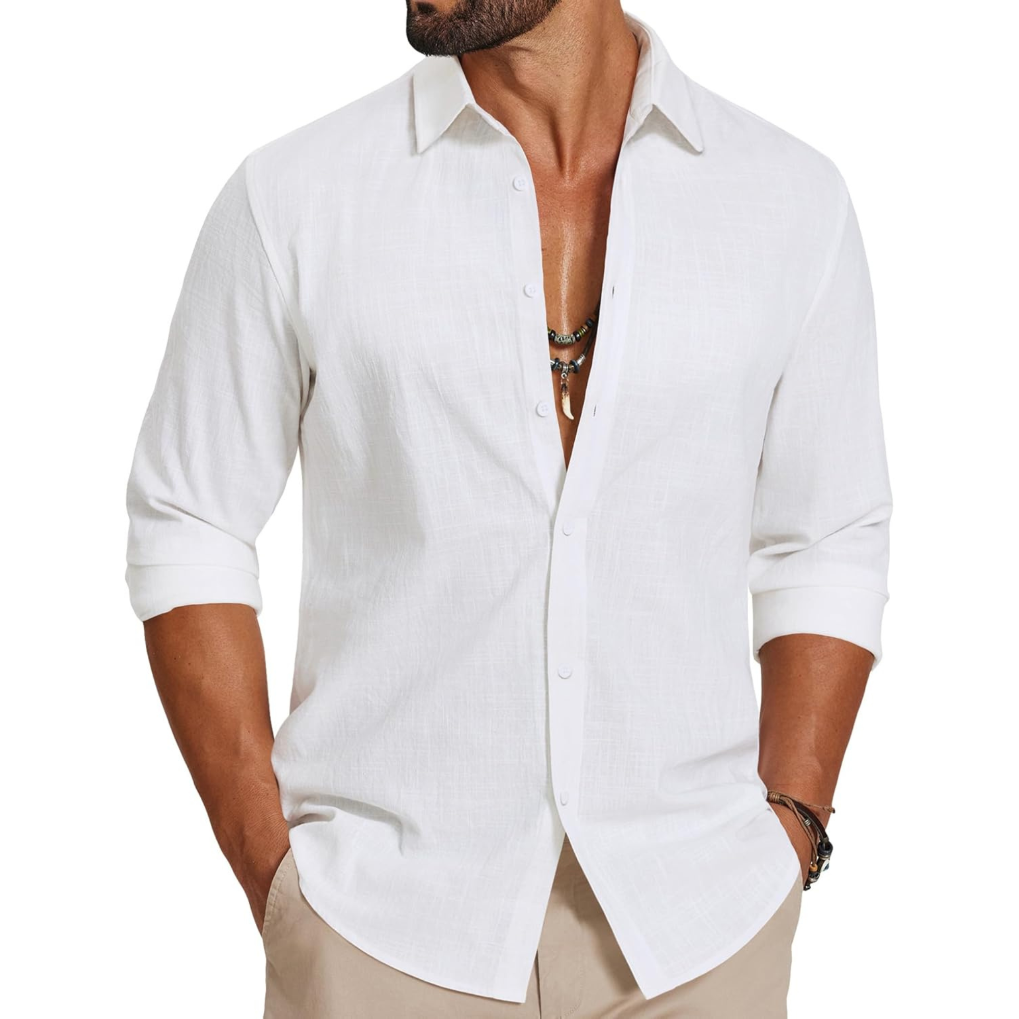 Long Sleeve Casual Linen Cotton Shirt
