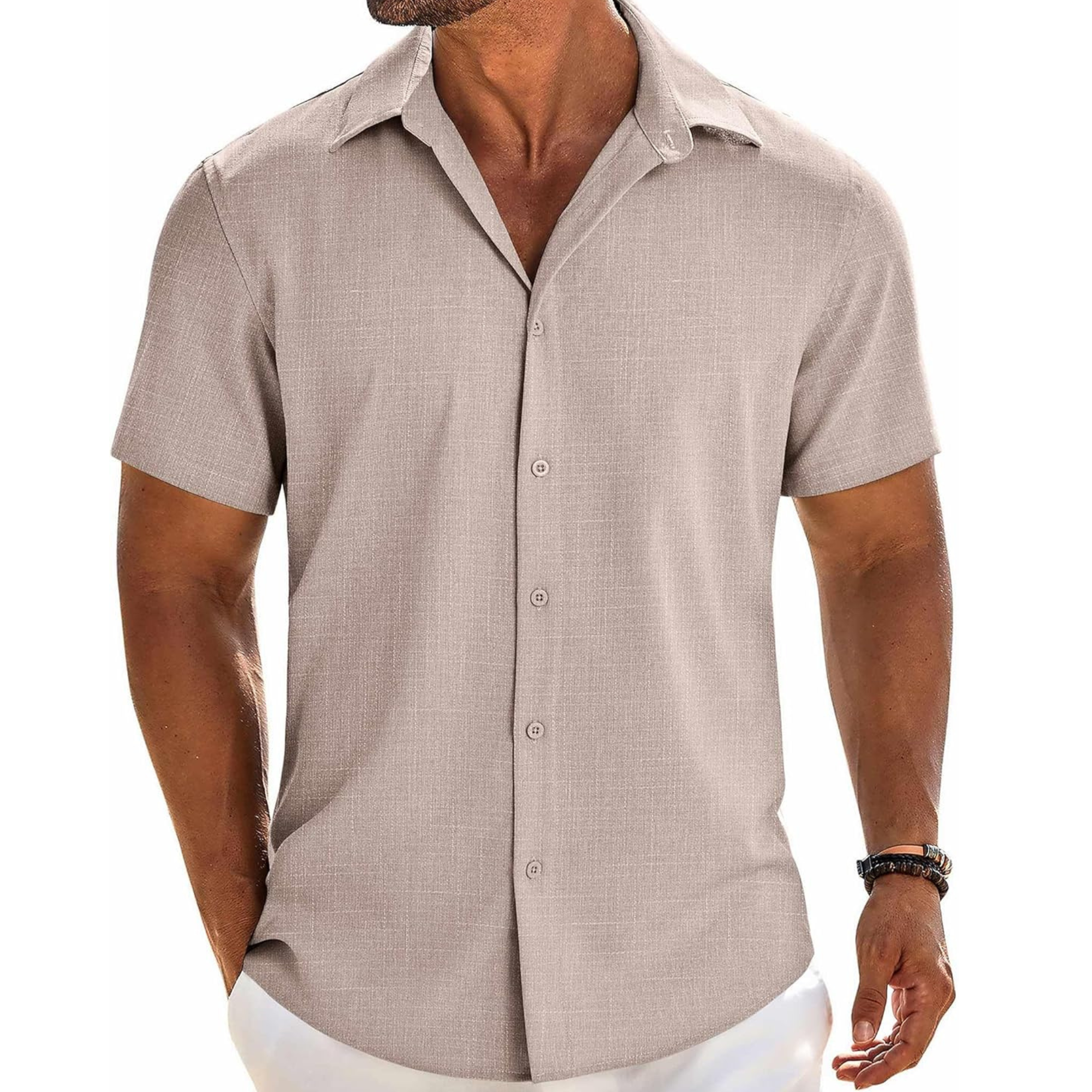 Casual Button Down Linen Summer Beach Shirt