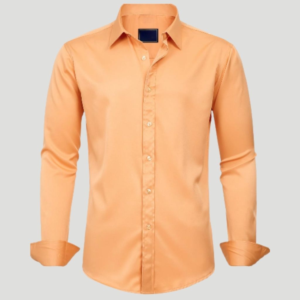 Mens Dress Shirt Solid Long Sleeve WrinkleMen Solid Colored Long Sleeve Shirt - Image 17