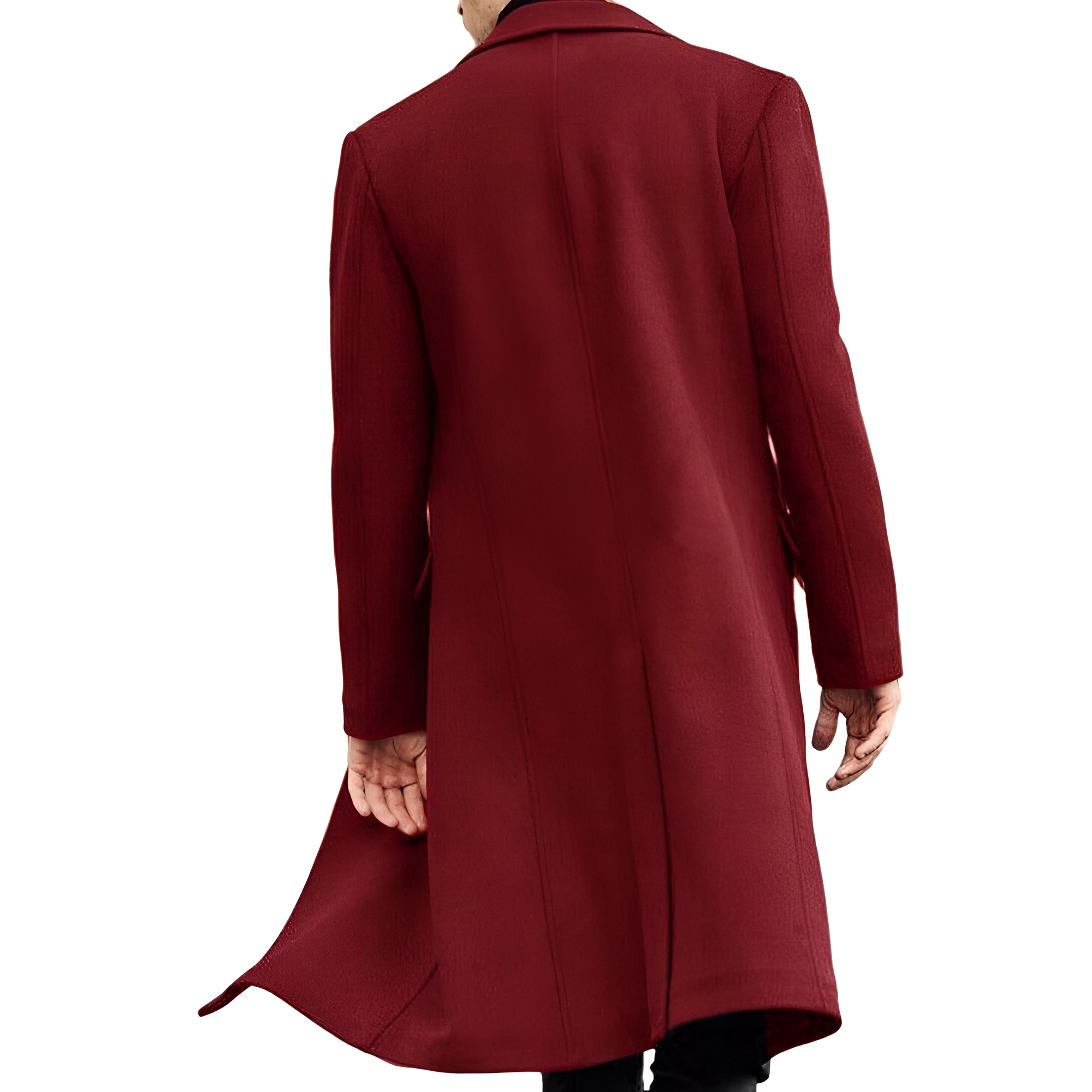 Men's Casual Trench Coat Slim Fit Notched Collar Long Jacket Overcoat Coat Pockets