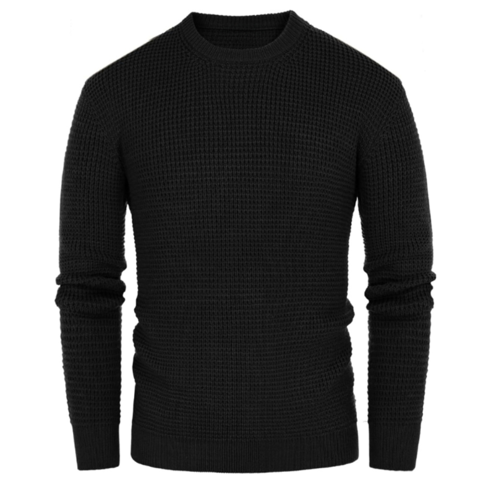 Waffle Textured Long Sleeve Knit Pullover