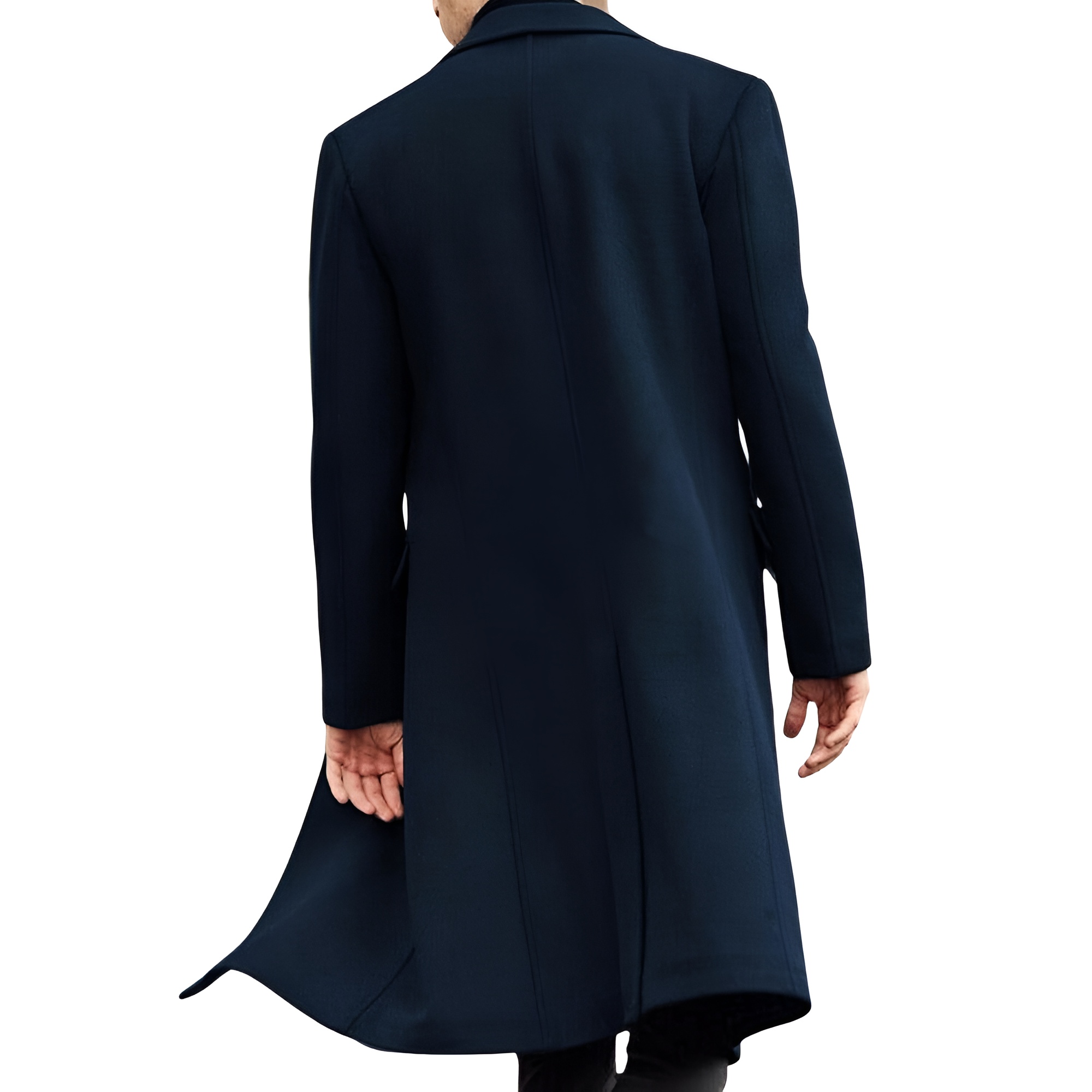Men's Casual Trench Coat Slim Fit Notched Collar Long Jacket Overcoat Coat Pockets