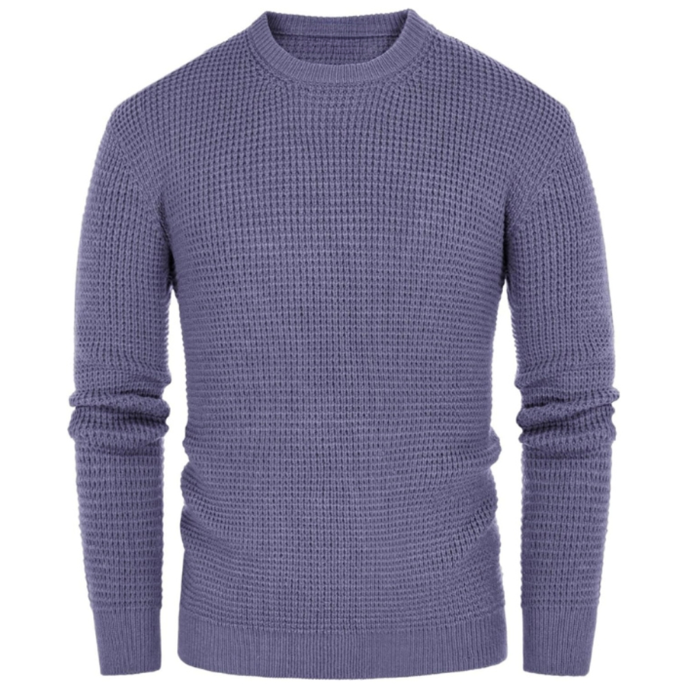 Waffle Textured Long Sleeve Knit Pullover