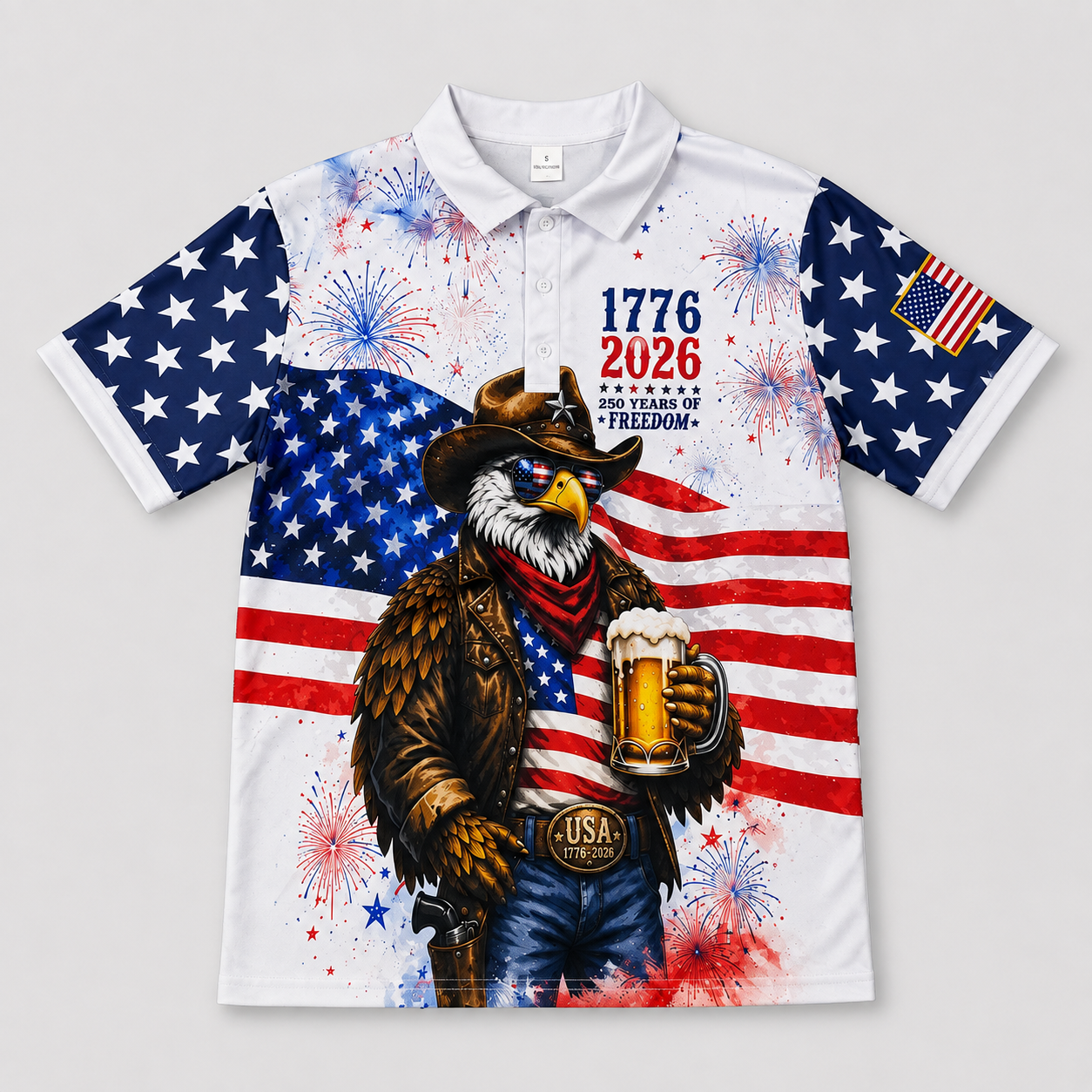 250th Anniversary Patriotic Graphic Short Sleeve Polo Shirt for Men