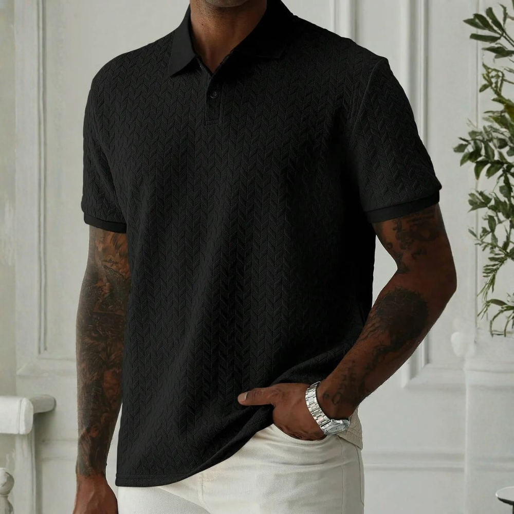 Textured Short Sleeve Polo Shirt For Men