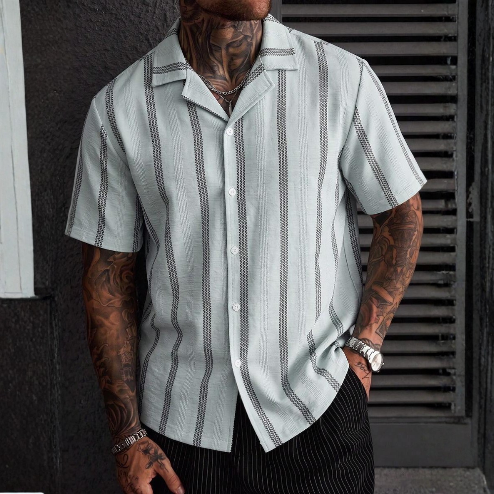 Striped Short Sleeve Vacation Shirt For Summer
