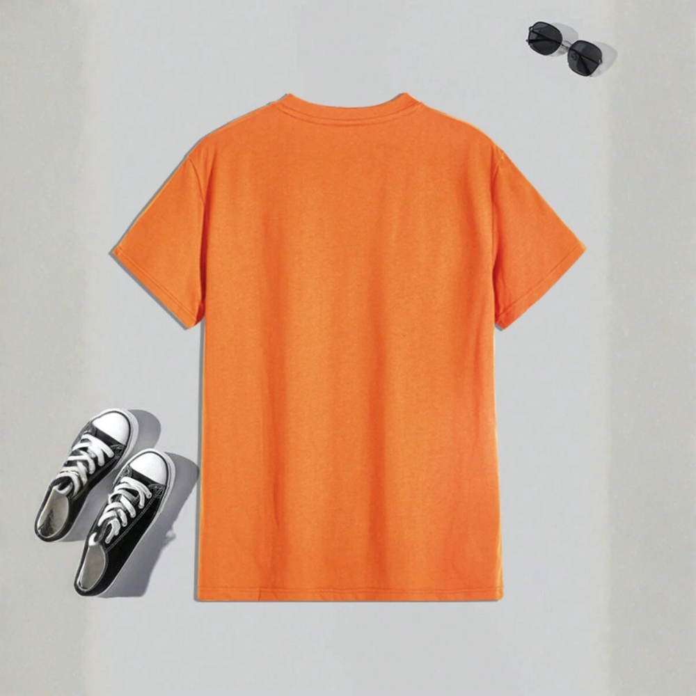 Solid Round Short Sleeve T Shirt For Men