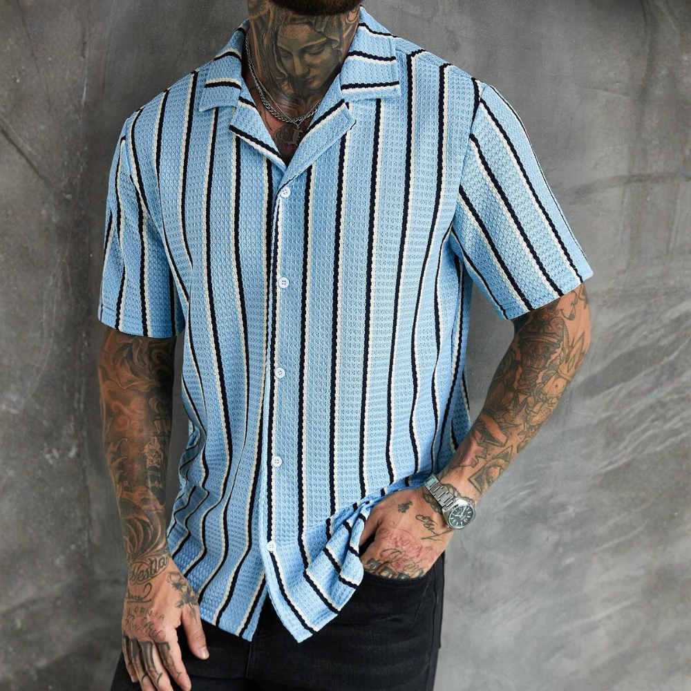 Casual Knit Jacquard Versatile Loose Shirt For Men