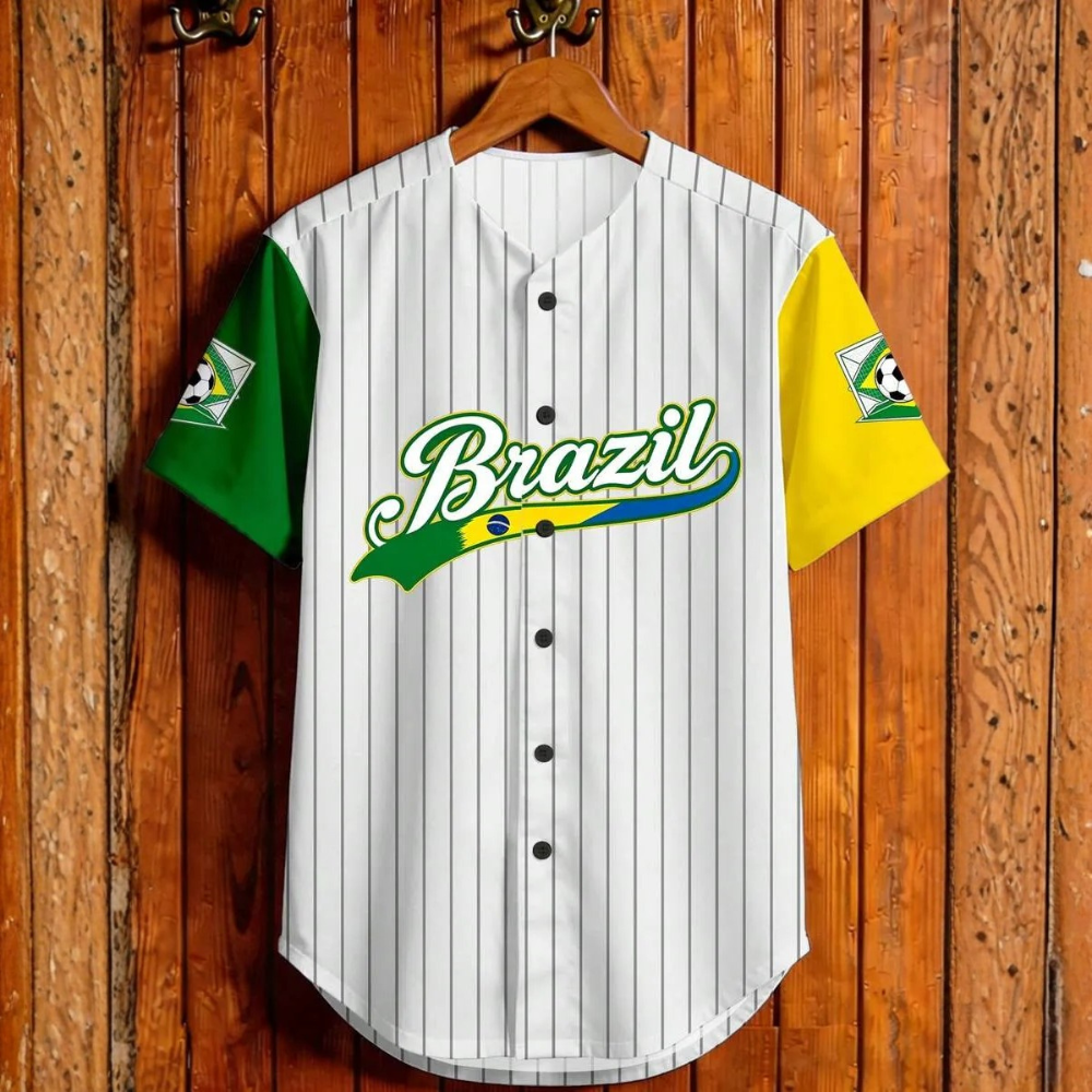 Baseball Jersey Style Print Short Sleeve Shirt For Men