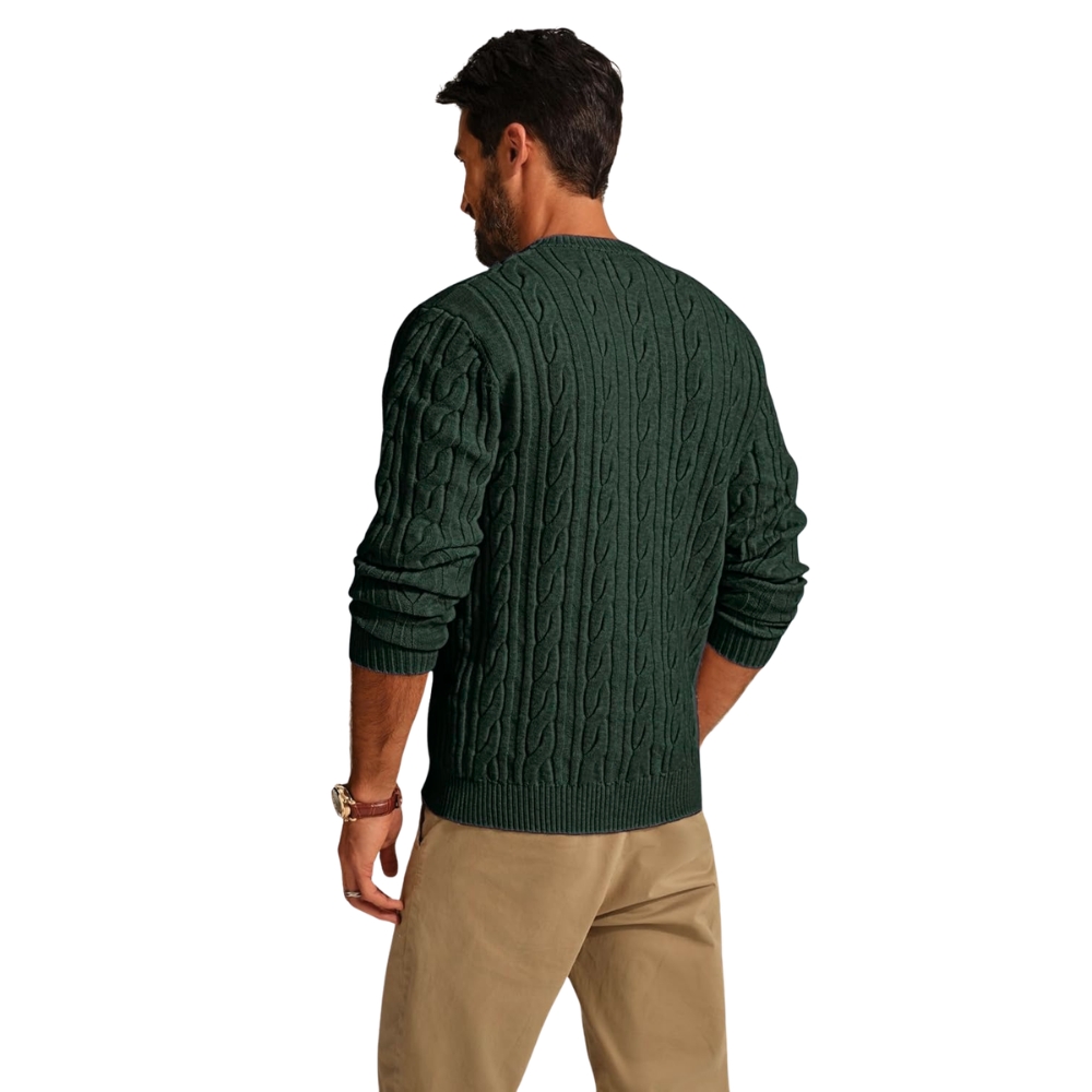 Mens Sweater Crewneck Cable Knit Pullover Sweater Casual Twist Textured Sweaters