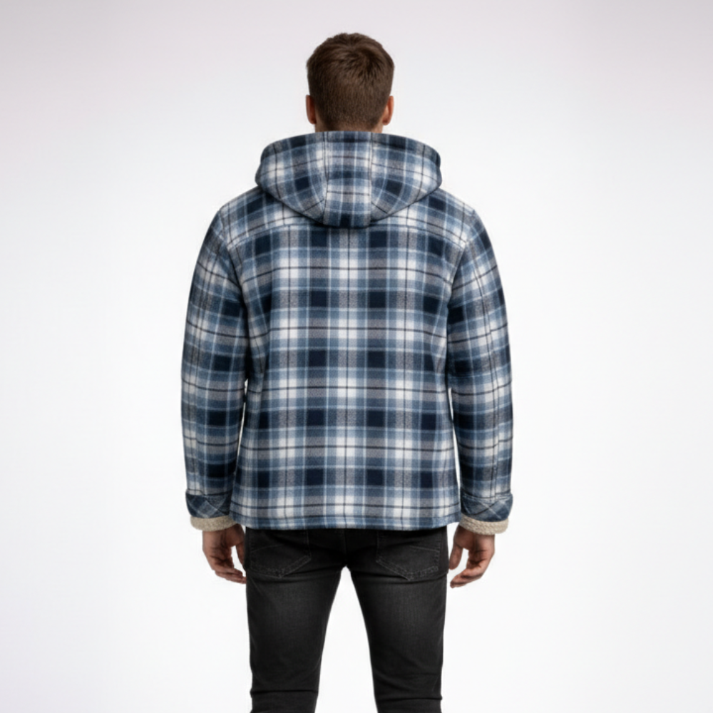[Copy]Men's Long Sleeve Quilted Lined Flannel Shirt Jacket with Hood