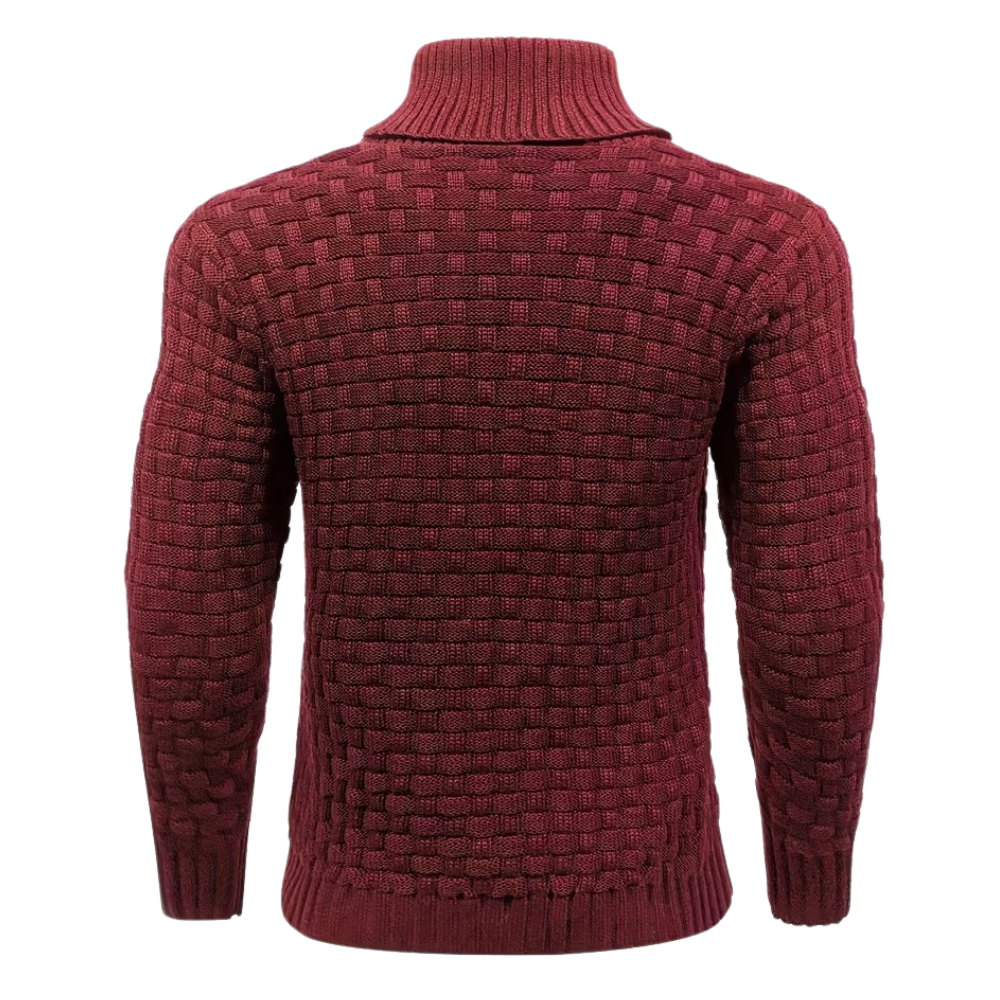 Casual Waffle Knit Lapel Button Sweater For Men