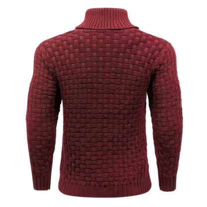 Casual Waffle Knit Lapel Button Sweater For Men