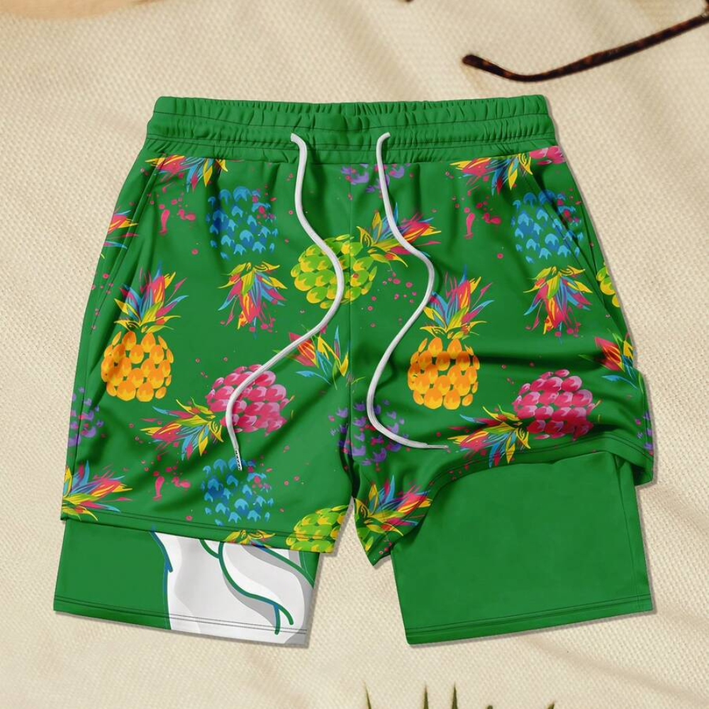 Soft Double Layer Quick Dry Beach Shorts For Men