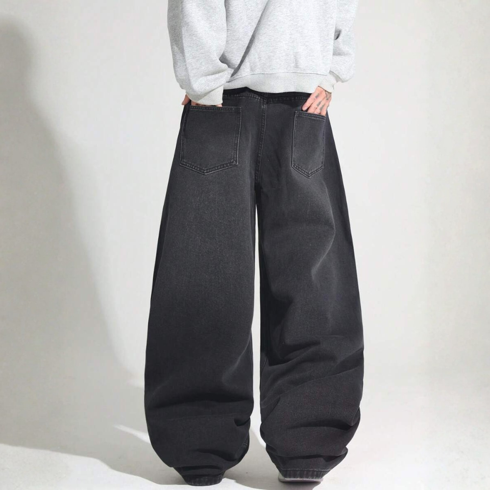 Loose Washed Denim Casual Baggy Wide Jeans For Men