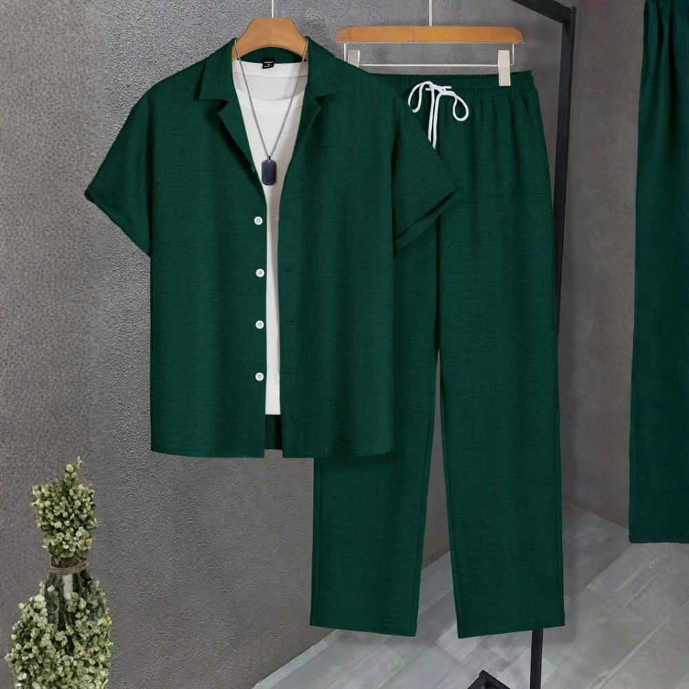 Short Sleeve Shirt And Long Pants Set For Men