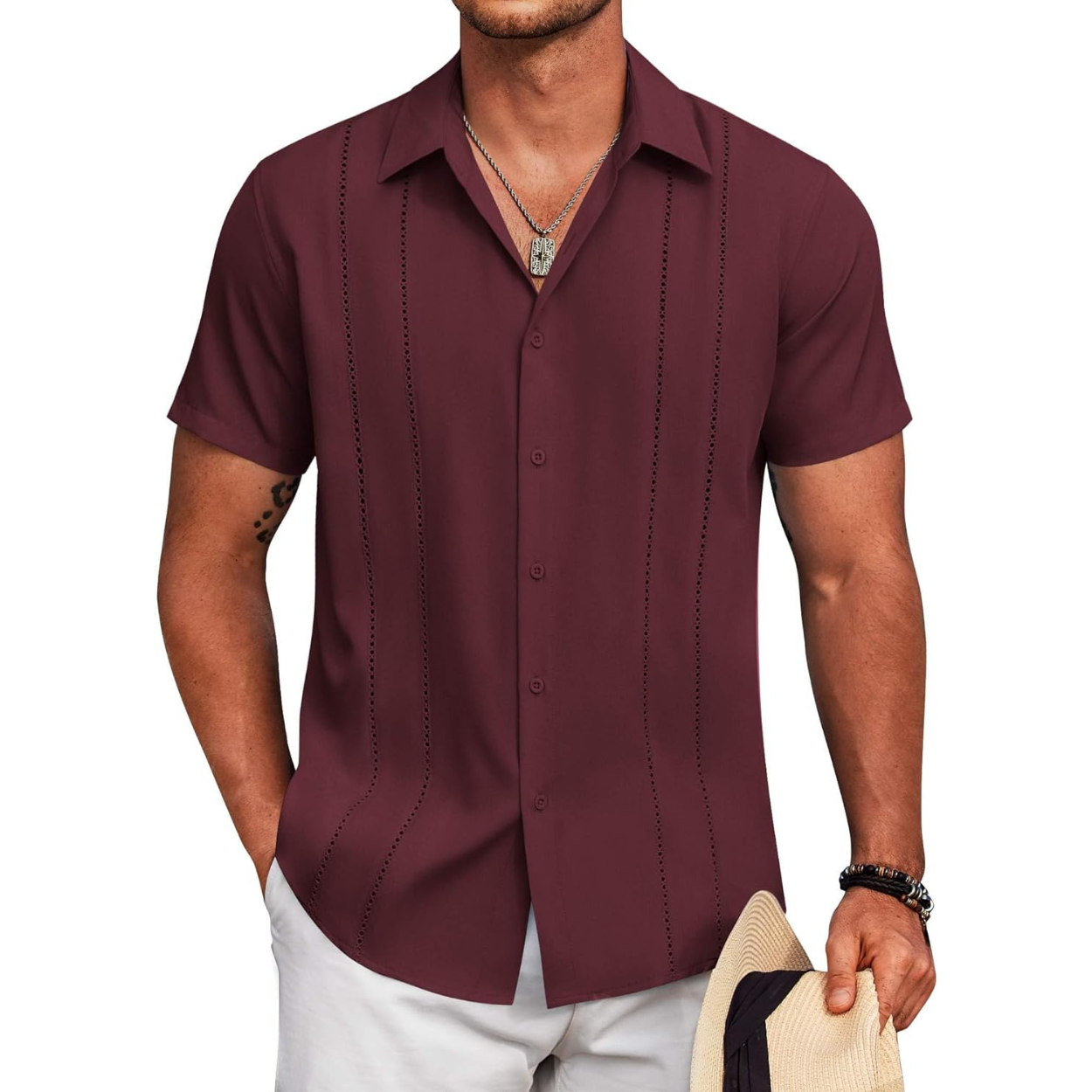 Summer Beach Guayabera Button Down Shirt