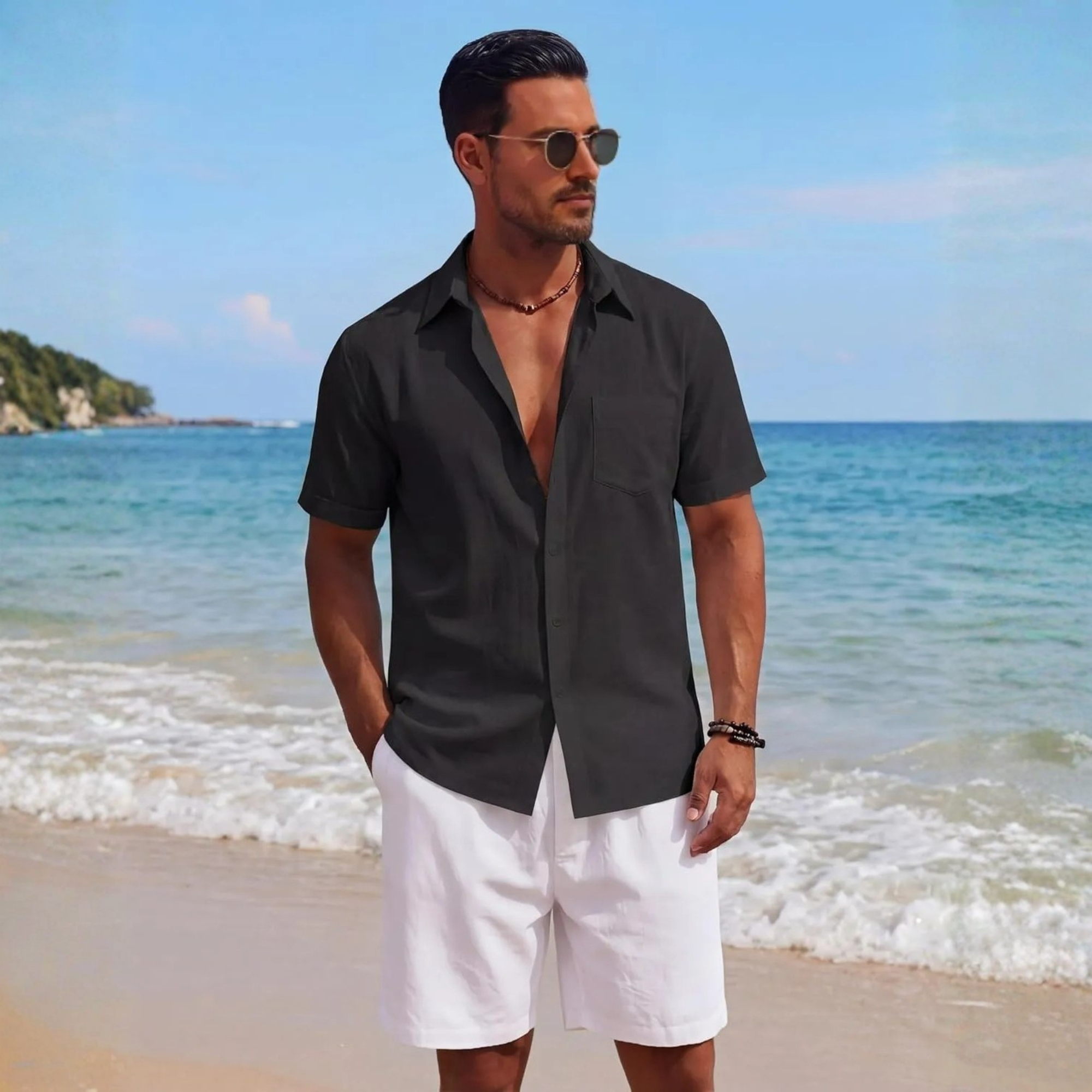 Casual Cotton Linen Summer Beach Button Shirts