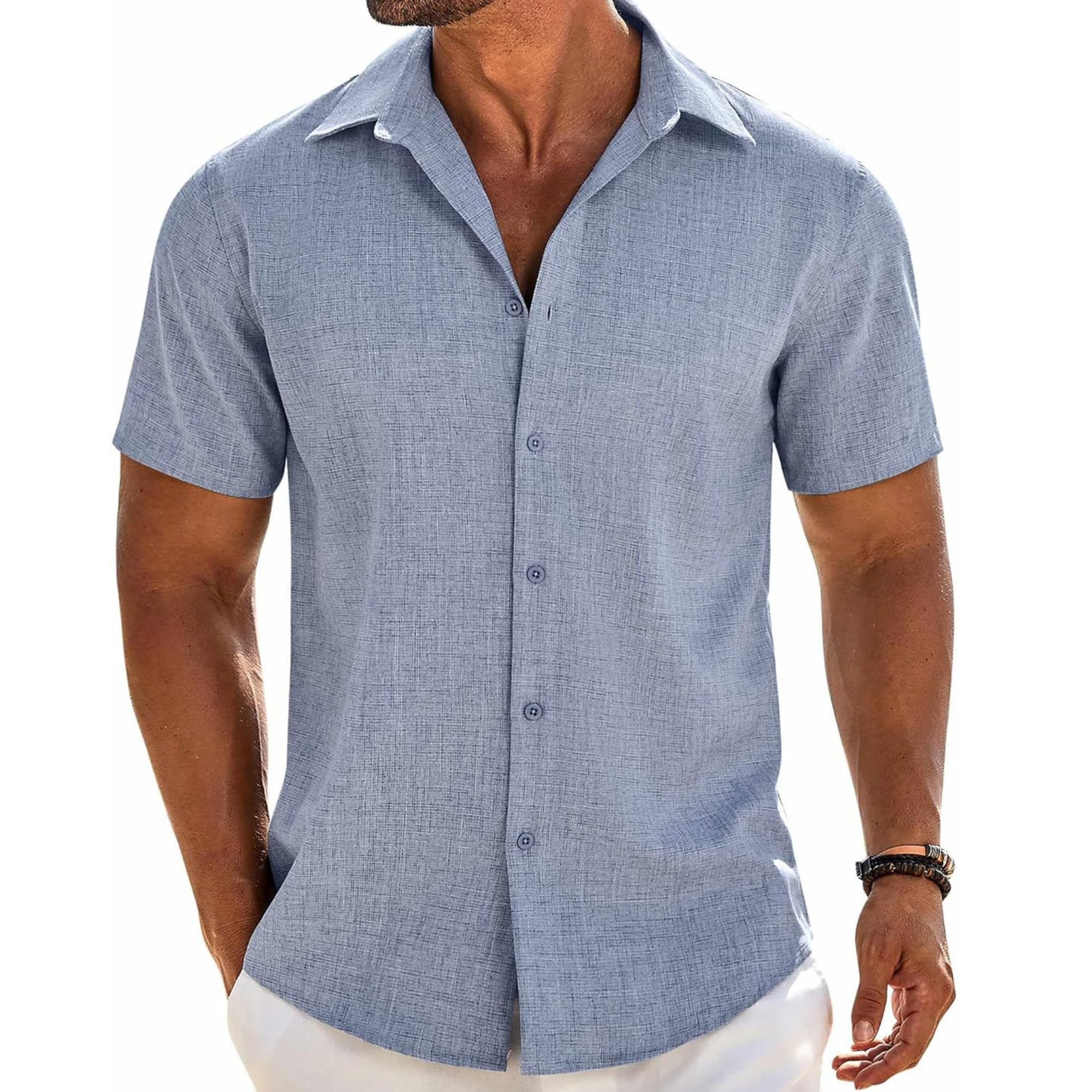 Casual Button Down Linen Summer Beach Shirt