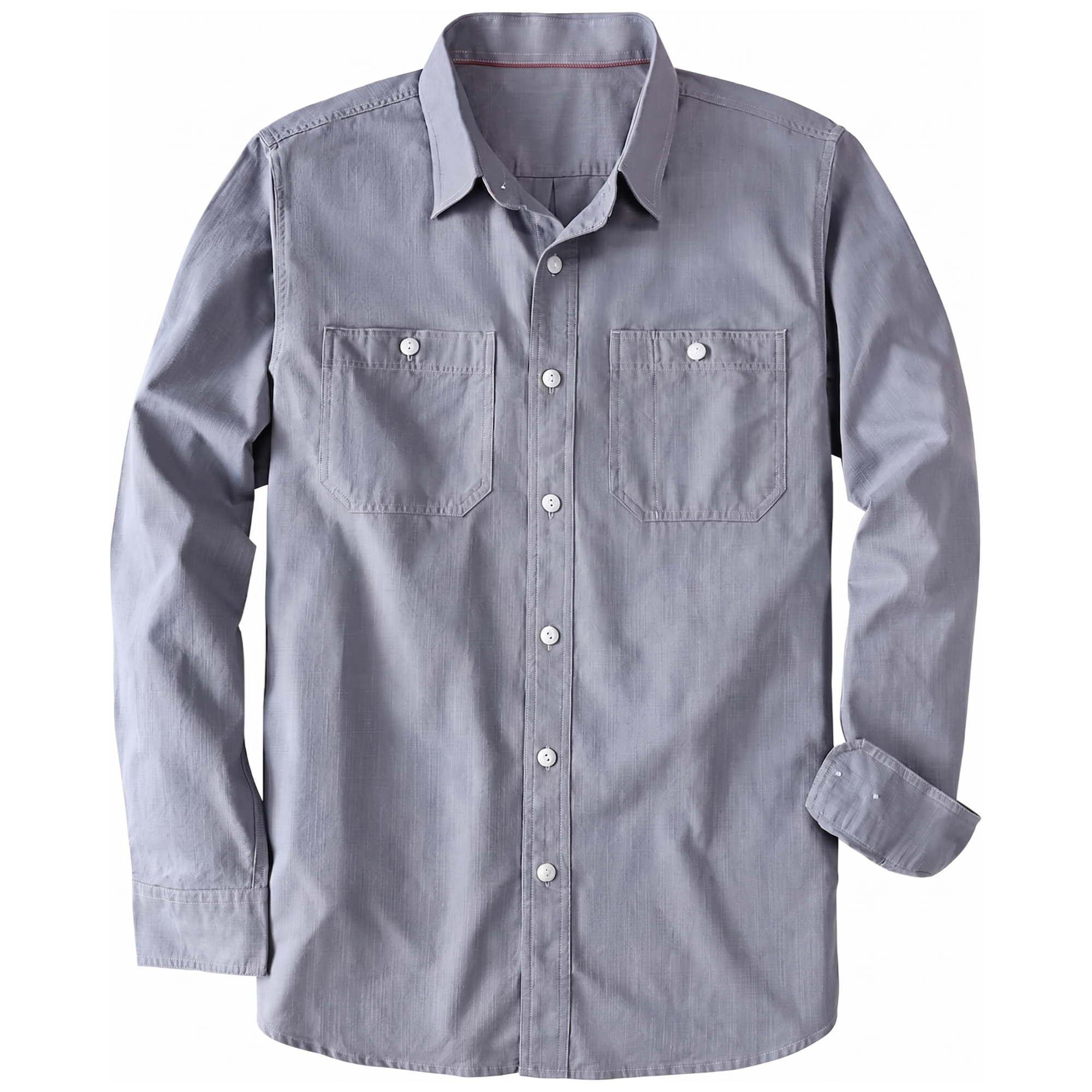 Cotton Chambray Button Up Work Shirt Regular Fit