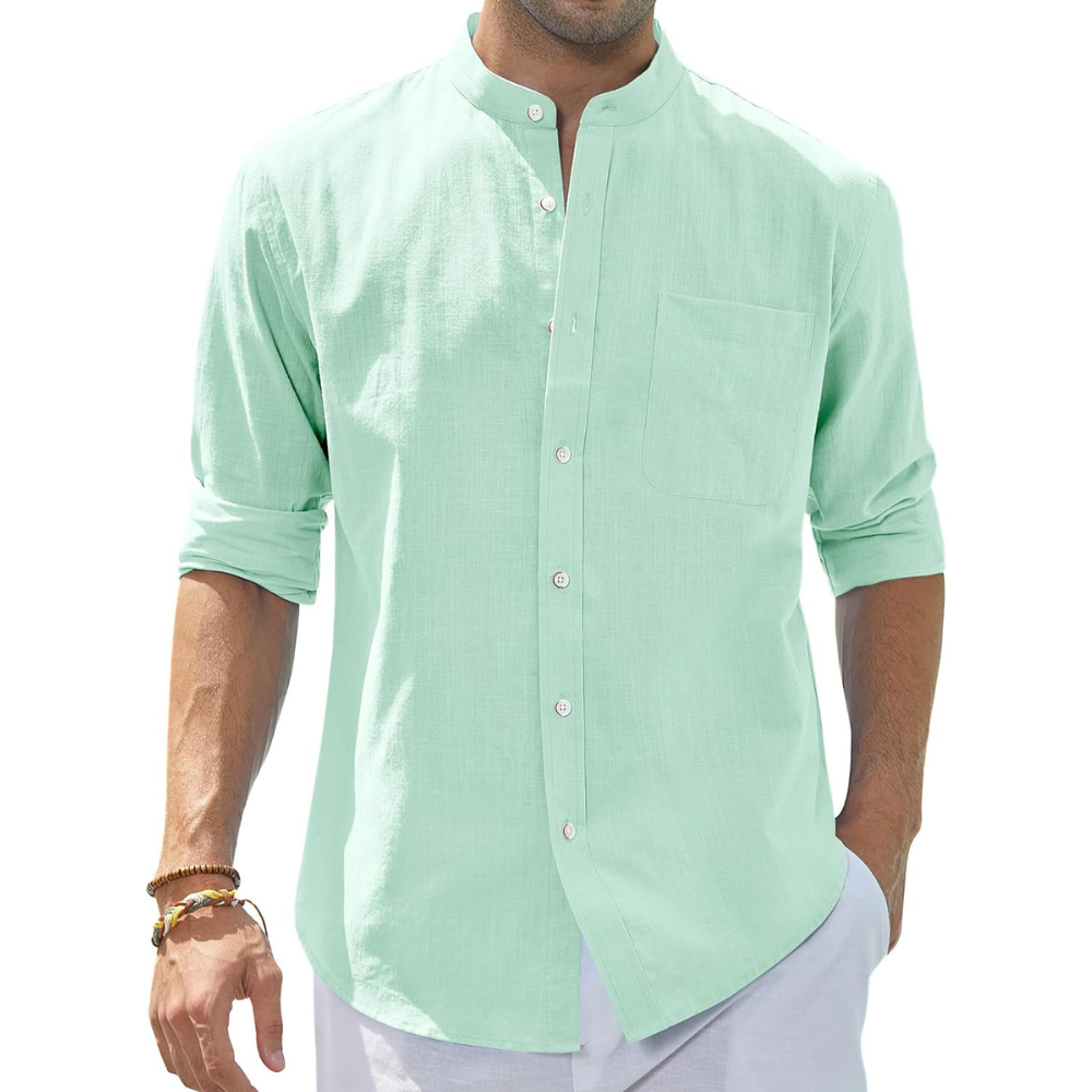 Casual Button Down Linen Shirt for Men