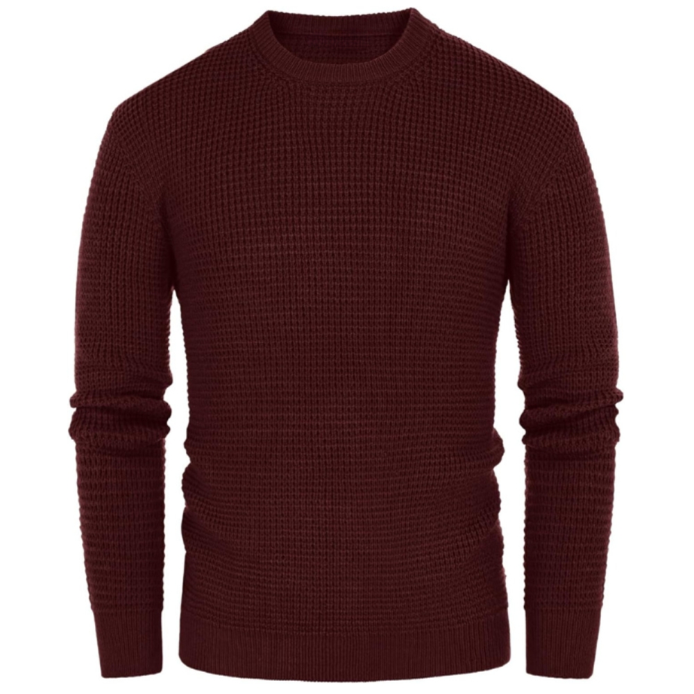 Waffle Textured Long Sleeve Knit Pullover