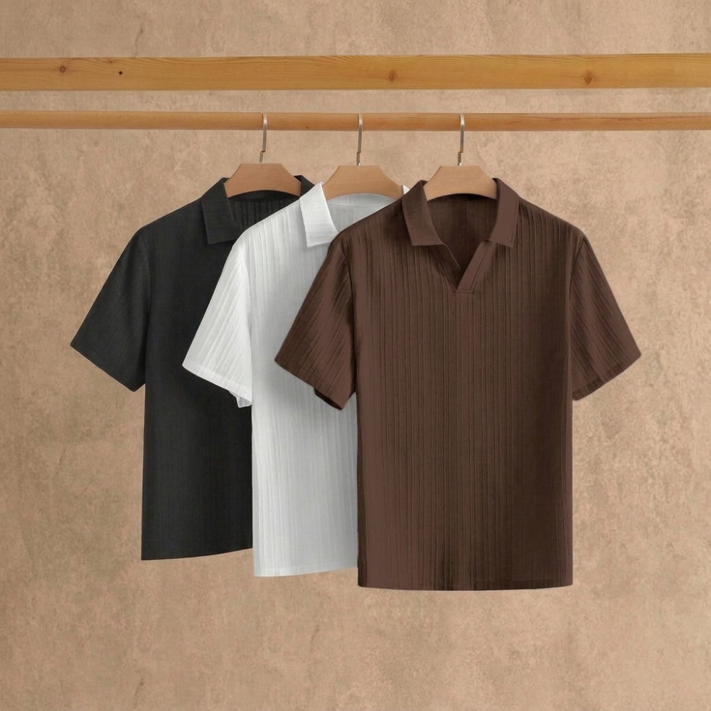 Minimalist Short Sleeve Polo Shirt Set For Men