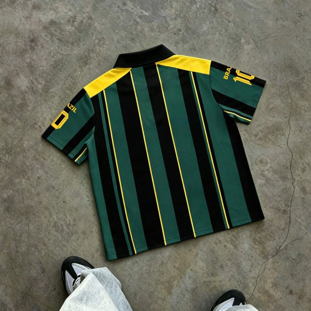 Casual Striped Letter Print Polo Shirt For Men