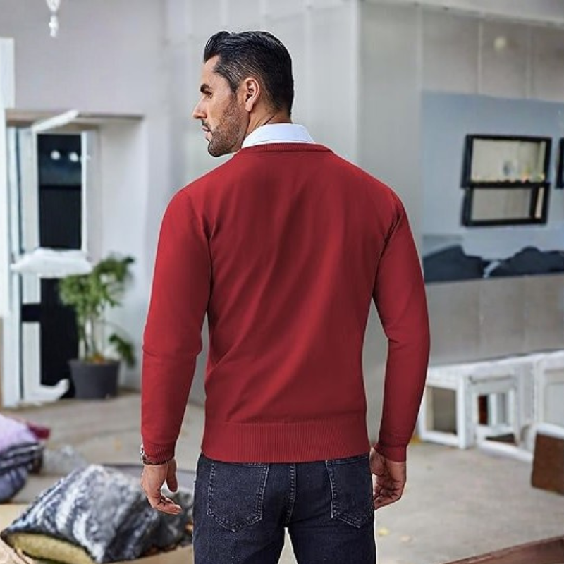 Mens Crew Neck Sweater Slim Fit Lightweight Sweatshirts