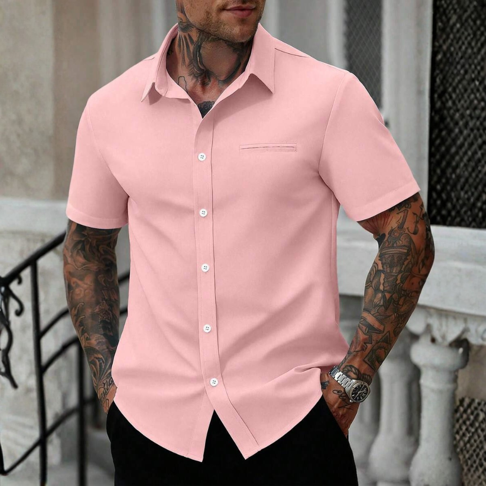 Casual Business Short Sleeve Formal Office Daily Work Shirt For Men