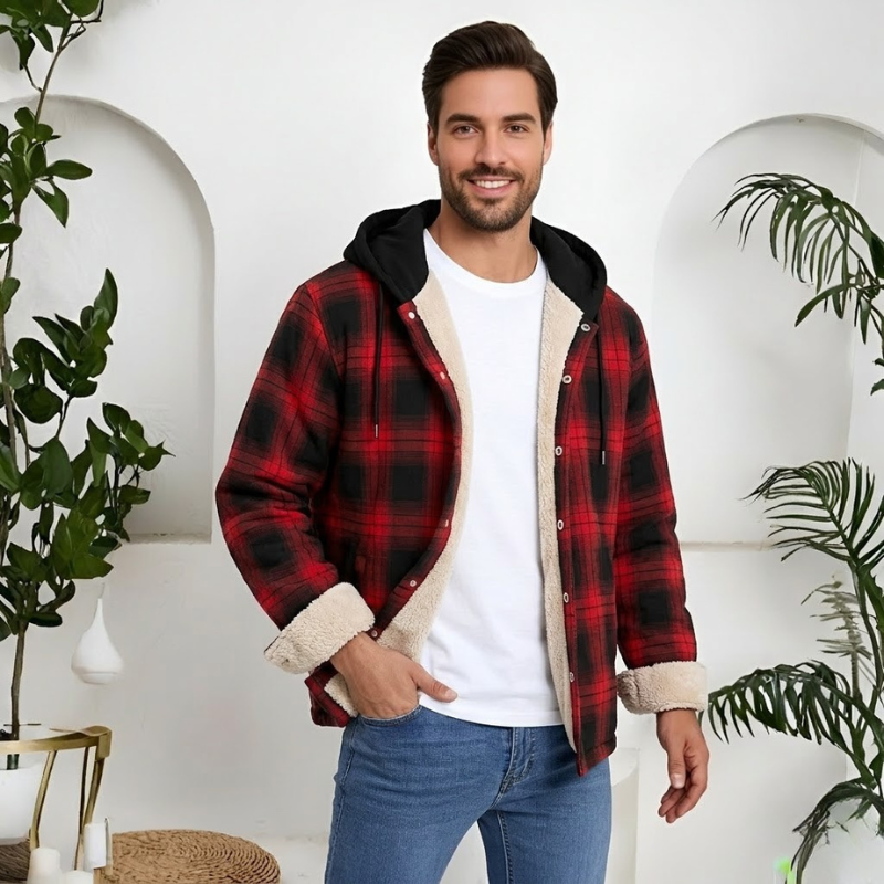 Winter Flannel Zip Up Hoodie For Men