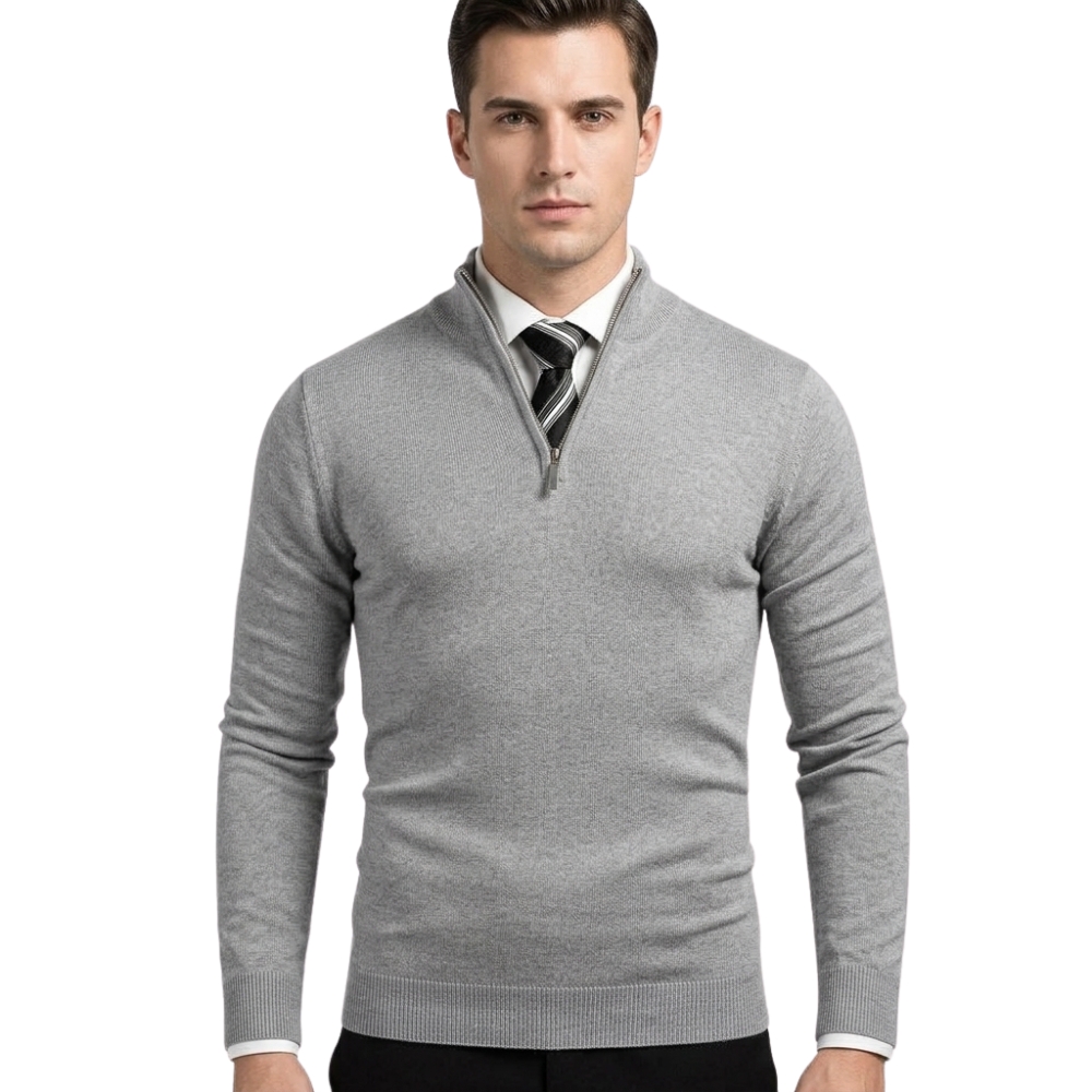 Slim Fit Quarter Zip Knit Pullover